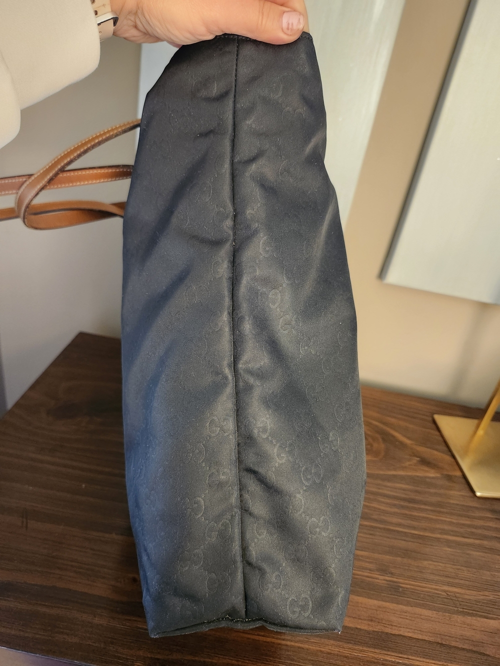 Gucci Guccissima GG Monogram Canvas Tote in Black With Brown Leather Handles - Picture 5 of 16
